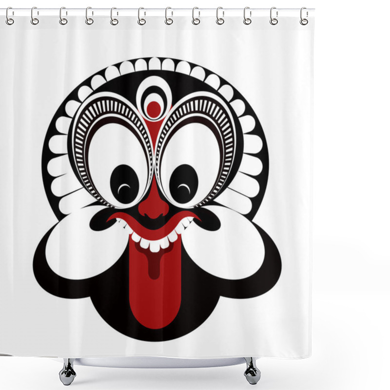 Personality  Illustration Of A 'Padayani' Face. Padayani Is A Ritualistic Art Form Of Kerala, India. Shower Curtains