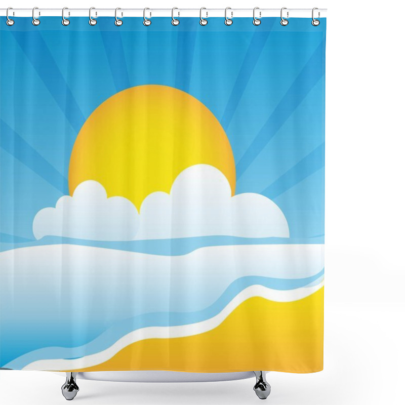 Personality  Beach Vector Shower Curtains