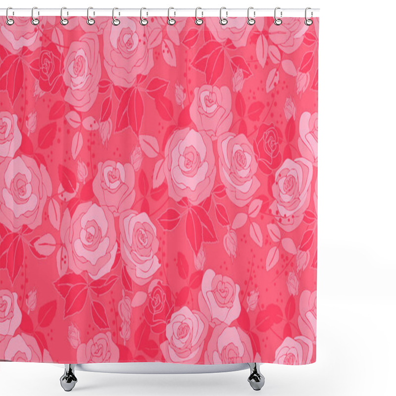 Personality  Art Floral Vector Seamless Pattern With Rose. Shower Curtains