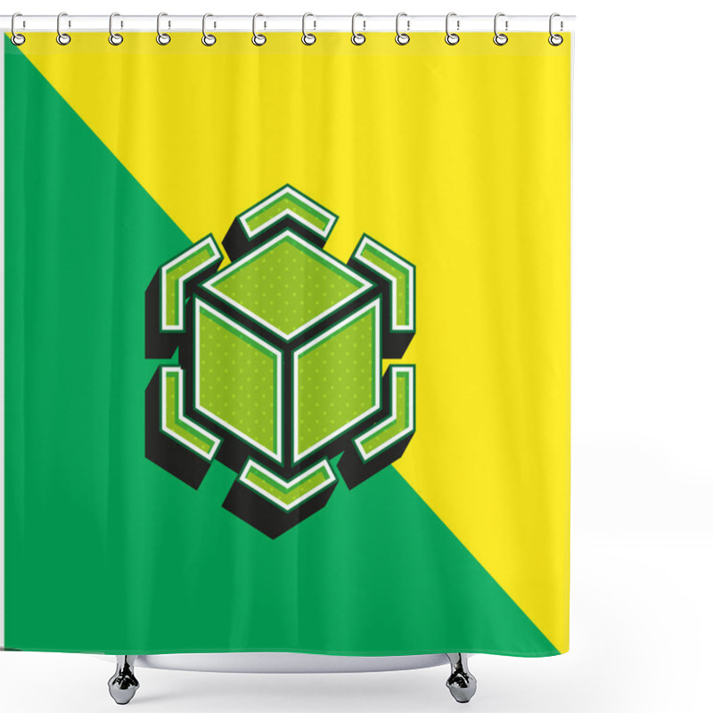 Personality  3d Modeling Green And Yellow Modern 3d Vector Icon Logo Shower Curtains