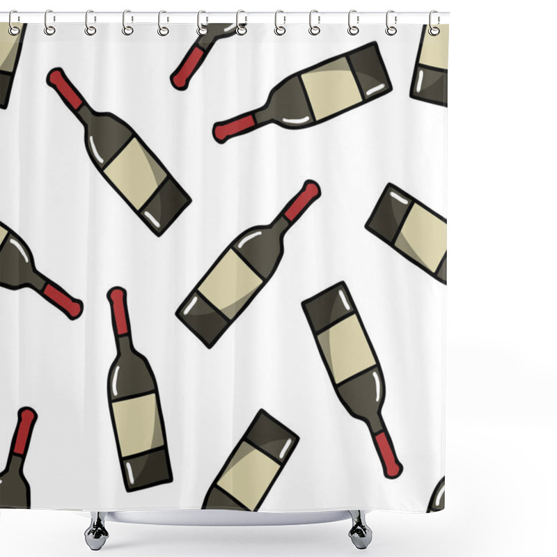 Personality  Bottle Of Wine Seamless Doodle Pattern Shower Curtains