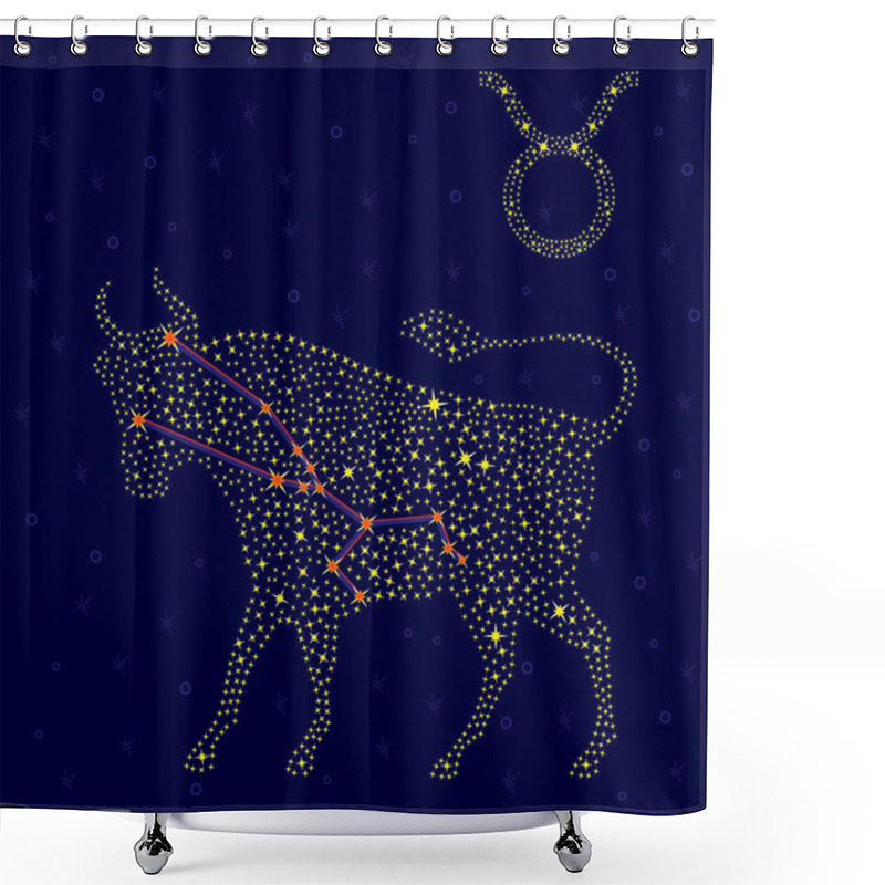 Personality  Zodiac Sign Taurus Over Starry Sky Shower Curtains