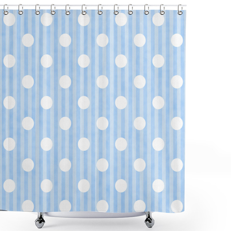 Personality  Blue And White Polka Dot Fabric Background Shower Curtains