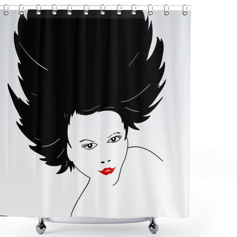 Personality  Female Face Silhouette Shower Curtains