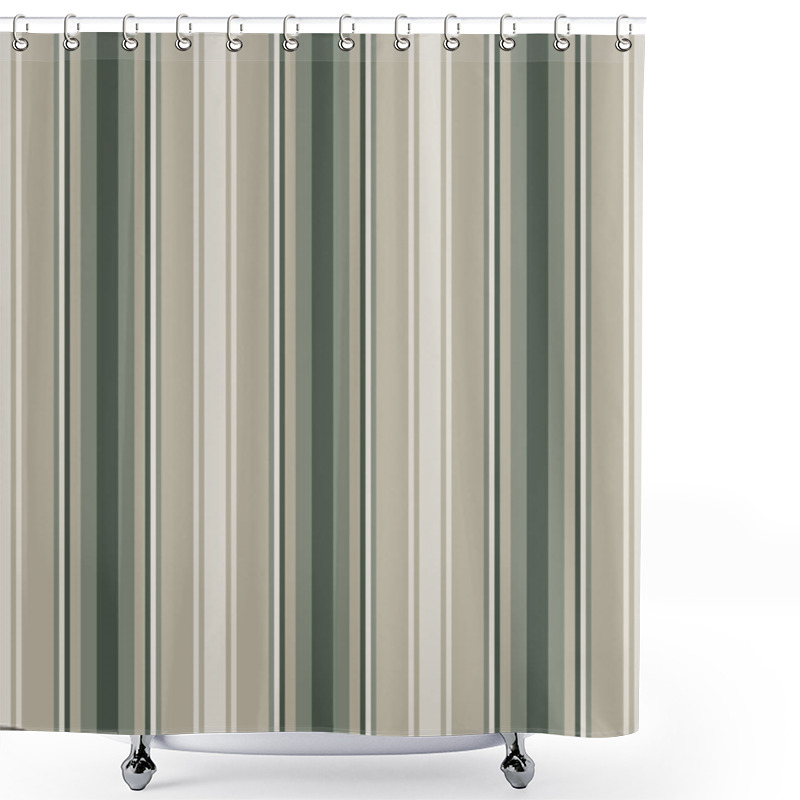 Personality  Elegant Vertical Stripes In Muted Greens And Beige Create A Sophisticated, Versatile Pattern. Perfect For Website Backgrounds, Textiles, Or Packaging Design. Shower Curtains