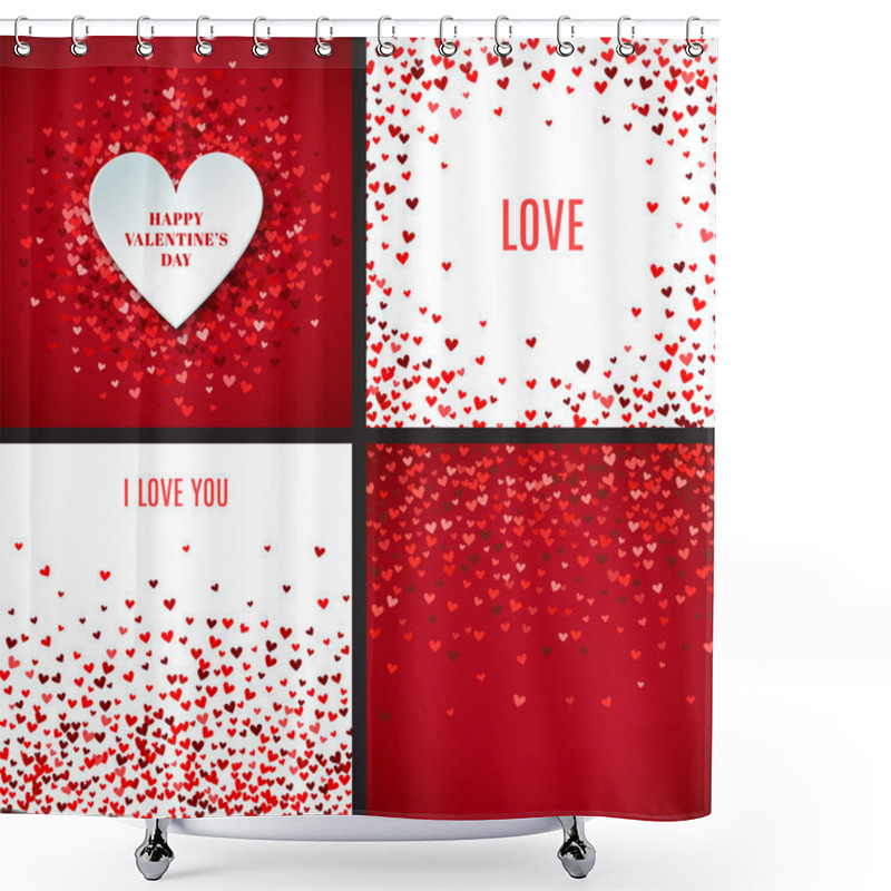 Personality  Set Of Romantic Red Heart Backgrounds. Vector Illustration Shower Curtains