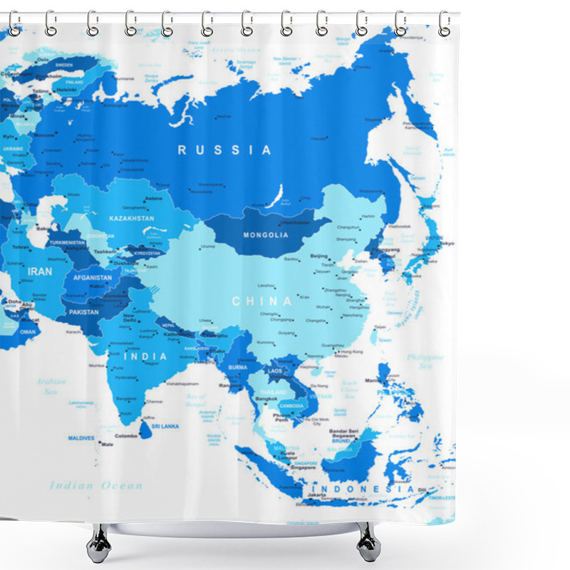 Personality  Asia - Map - Illustration. Shower Curtains