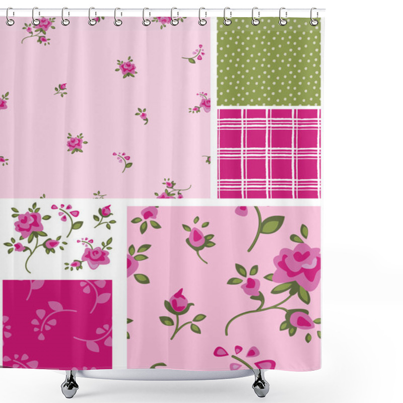 Personality  Delicate Vector Rose Flower Seamless Patterns And Elements. Shower Curtains