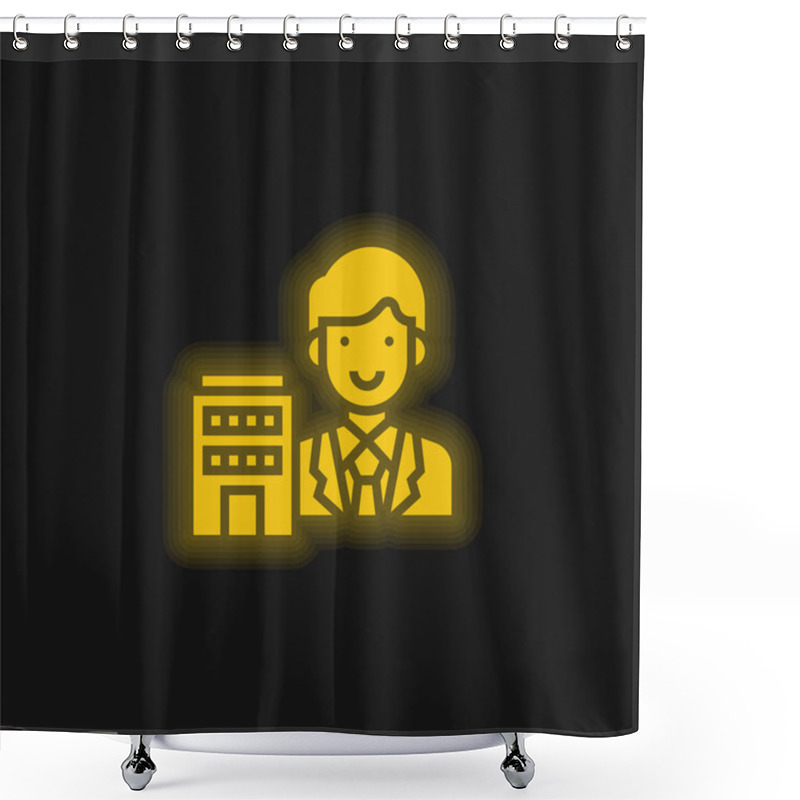 Personality  Agent Yellow Glowing Neon Icon Shower Curtains