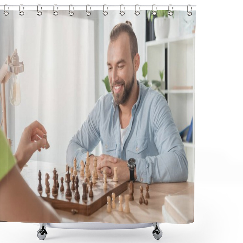 Personality  Playing Chess Shower Curtains