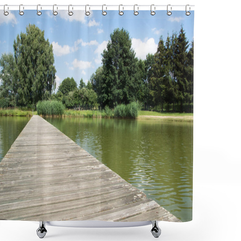 Personality  Wooden Footbridge Shower Curtains