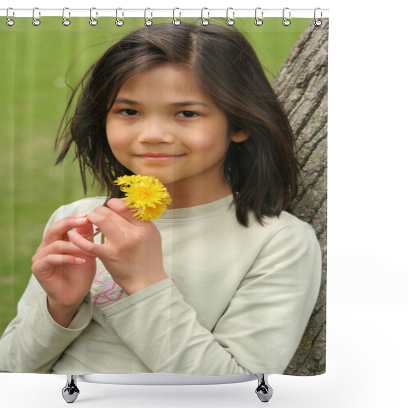 Personality  Girl Holding Dandelions Shower Curtains