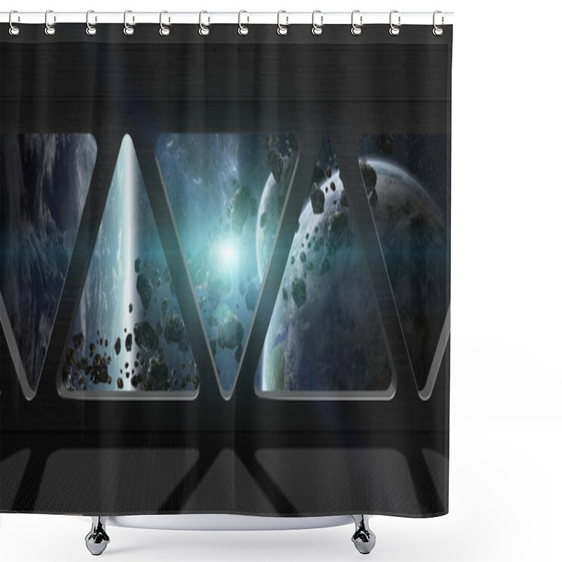 Personality  View Of Outer Space From Inside A Space Station Shower Curtains