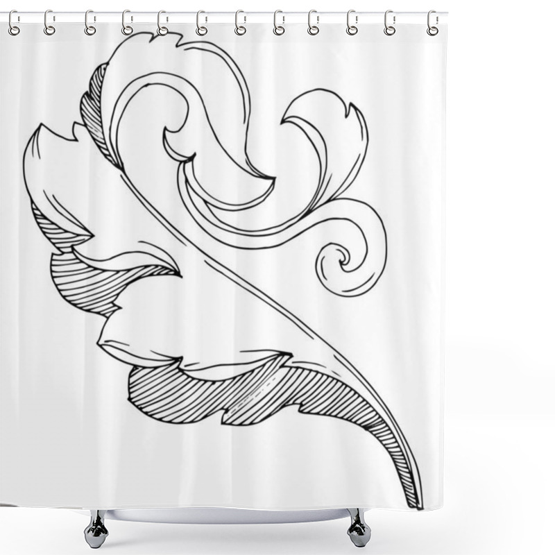 Personality  Vector Golden Monogram Floral Ornament. Black And White Engraved Ink Art. Isolated Monograms Illustration Element. Shower Curtains