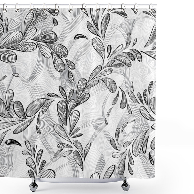 Personality  Abstract Monochrome Lined Floral Background. Shower Curtains