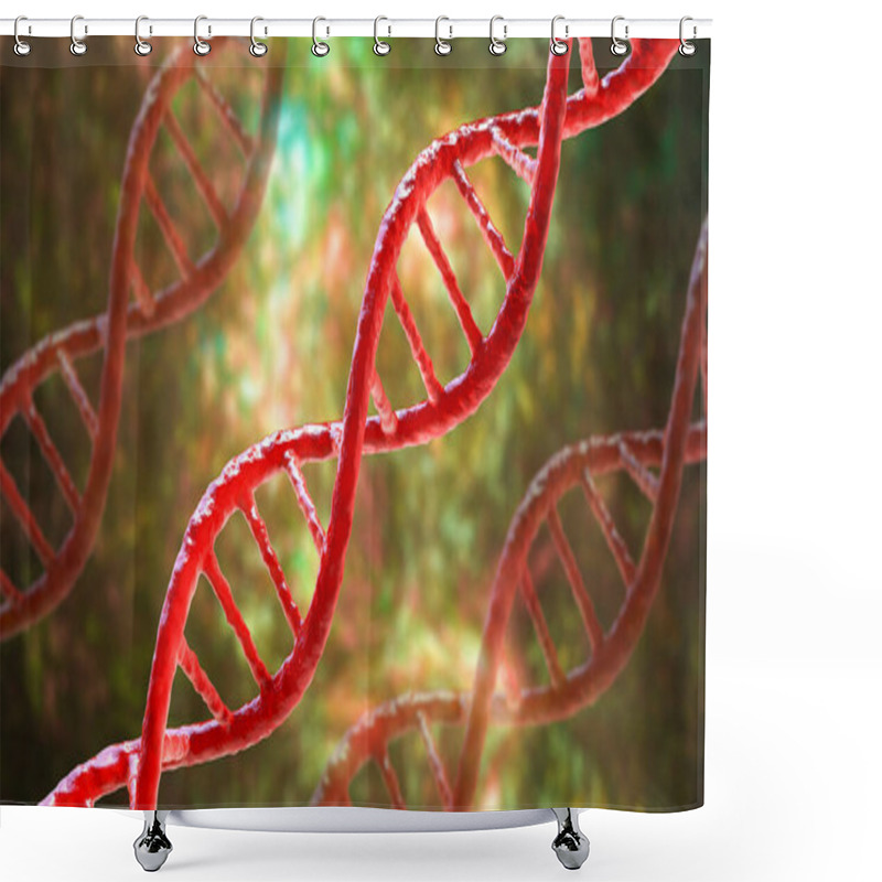 Personality  Molecule Of DNA, Double Helix, 3D Illustration. Gene Therapy, Genetic Mutation And Genetic Disorders Shower Curtains