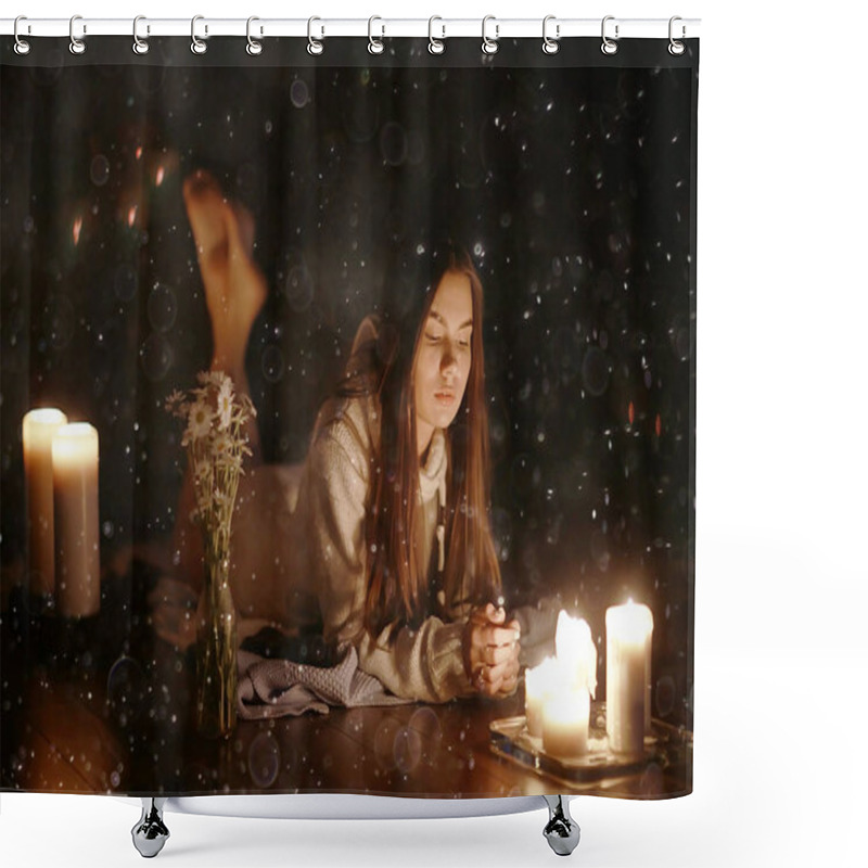 Personality  Beautiful Young Woman   Shower Curtains