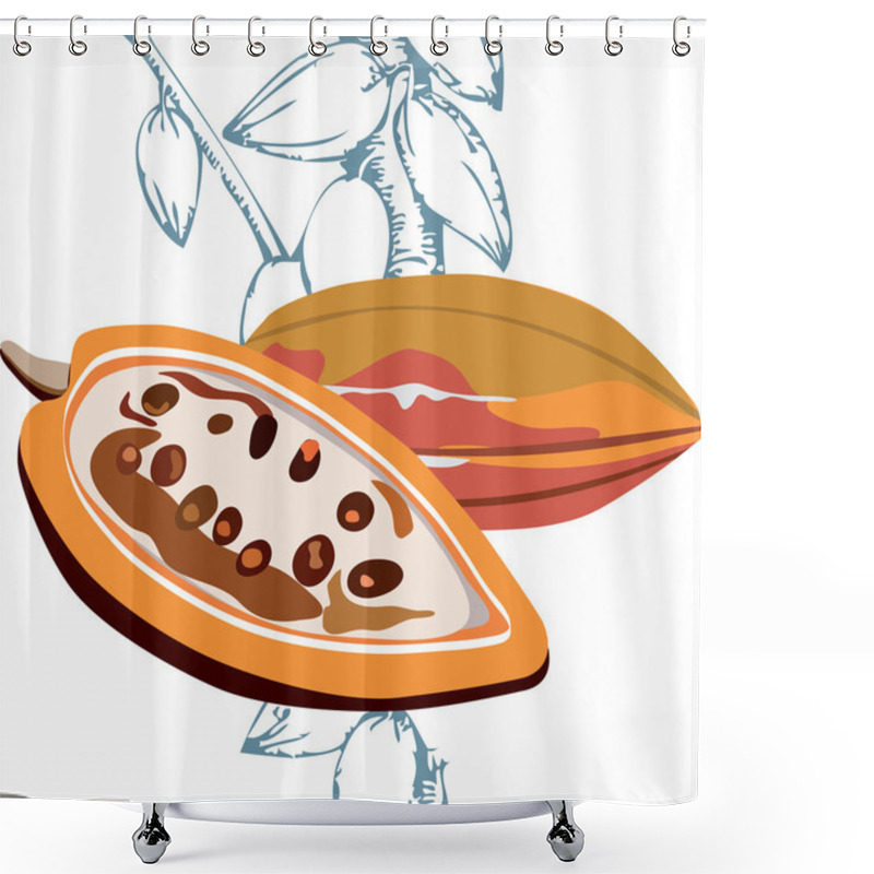 Personality  Cacao Fruits, Cocoa - Raw Fruit To Making Chocolate Shower Curtains