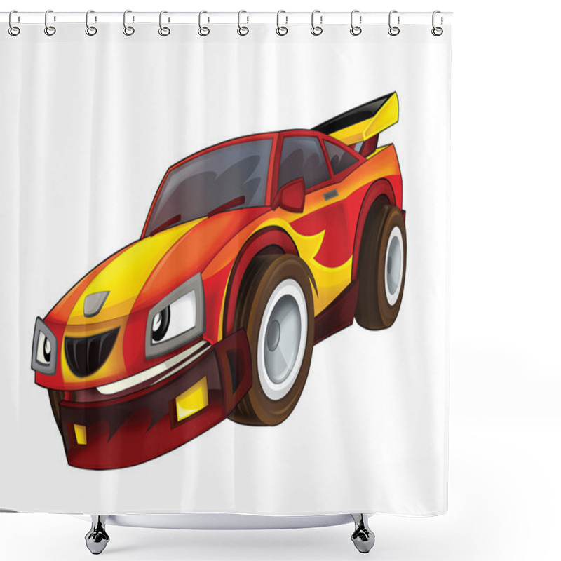 Personality  Cartoon Fast Car - Isolated - Illustration For Children Shower Curtains