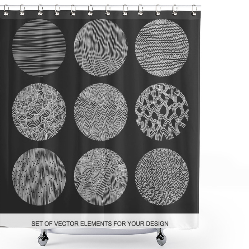 Personality  Set Isolated Textures, Brushes, Graphics, Design Element. Hand-d Shower Curtains