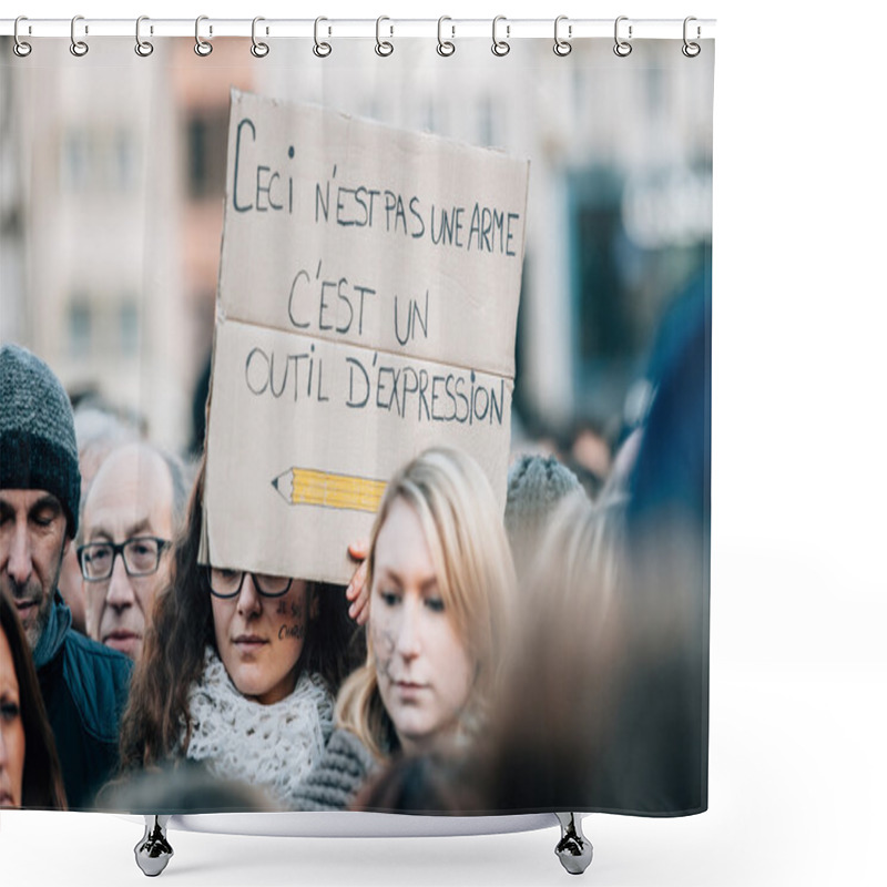 Personality  Mass Unity Rally Held In Strasbourg Following Recent Terrorist A Shower Curtains