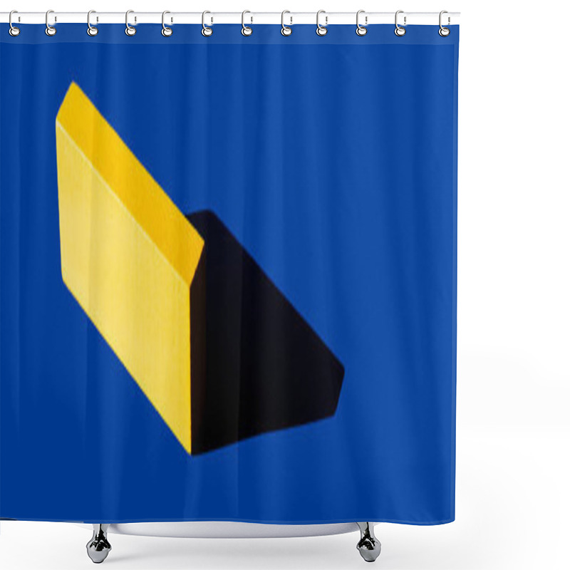 Personality  Yellow Quadrangular Block On Bright Blue Background, Ukrainian Concept, Banner Shower Curtains