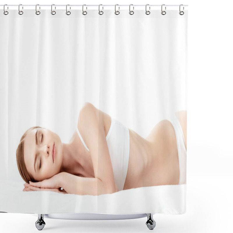 Personality  Beautiful Young Woman  Shower Curtains