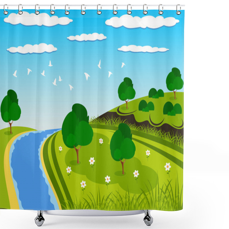 Personality  Green Beauty Landscape Shower Curtains