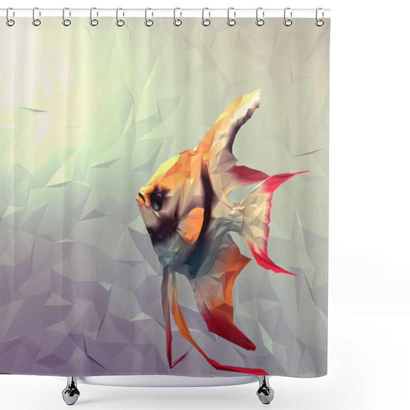 Personality  Scalar In Water 3d Render Computer Graphic Illustration In Mosaic Flat Surface Style. Shower Curtains