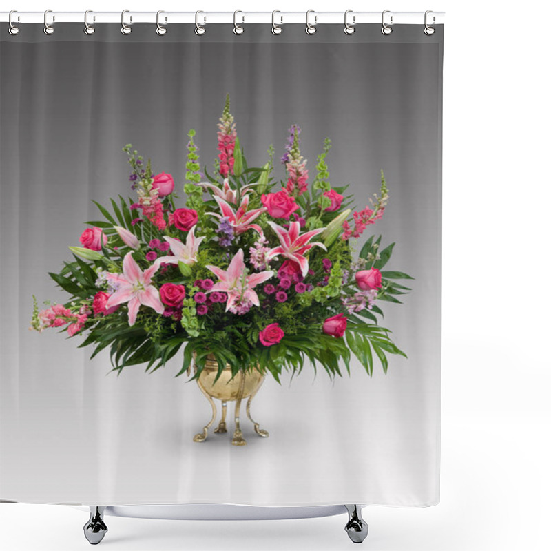 Personality  Large Flower Arrangement On Grey Shower Curtains