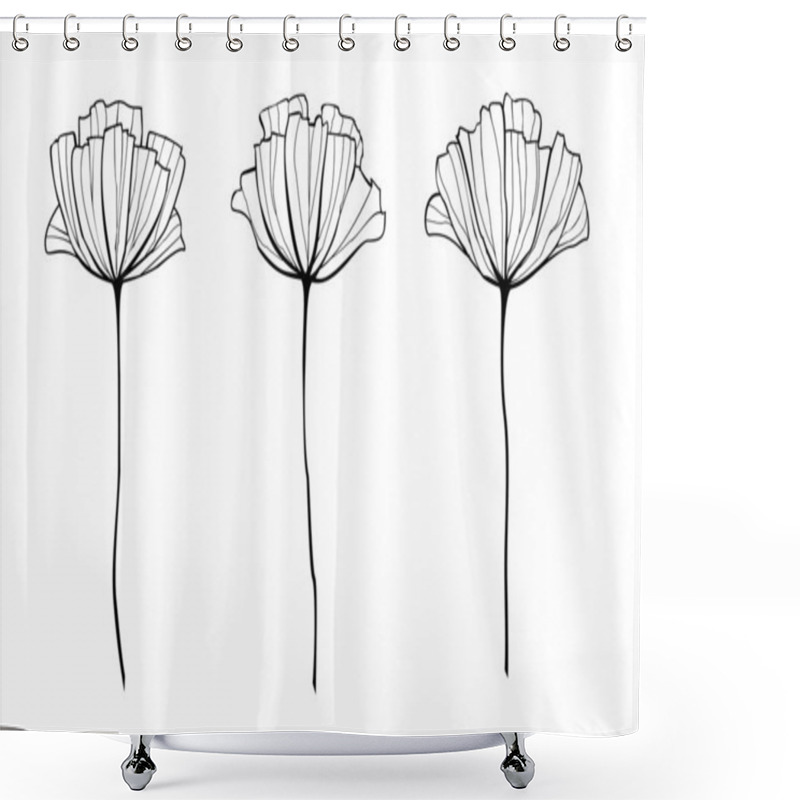 Personality  Vector Outlined Hand Drawn Flowers. Shower Curtains