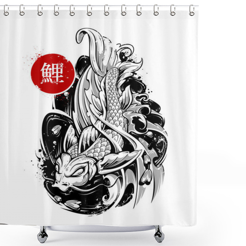 Personality  Vector Koi Fish Tattoo Shower Curtains