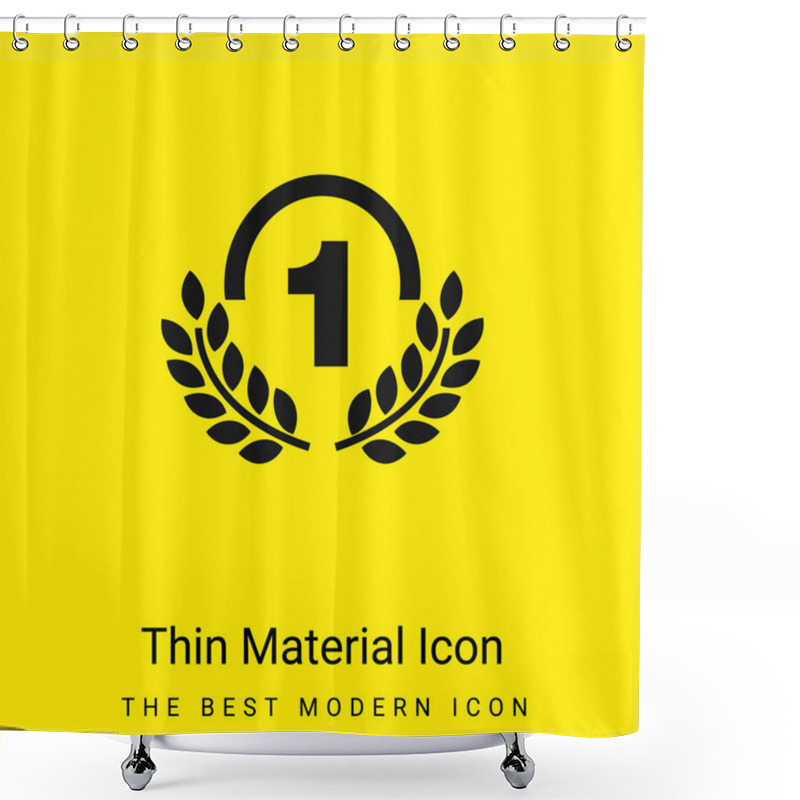 Personality  Award Medal Of Number One With Olive Branches Minimal Bright Yellow Material Icon Shower Curtains