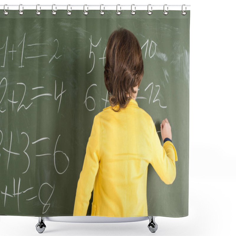 Personality  Schoolboy Writing On Blackboard Shower Curtains