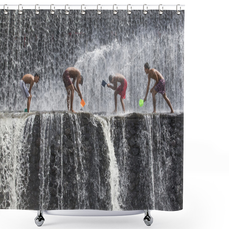 Personality  Balinese Boys Having Fun Shower Curtains