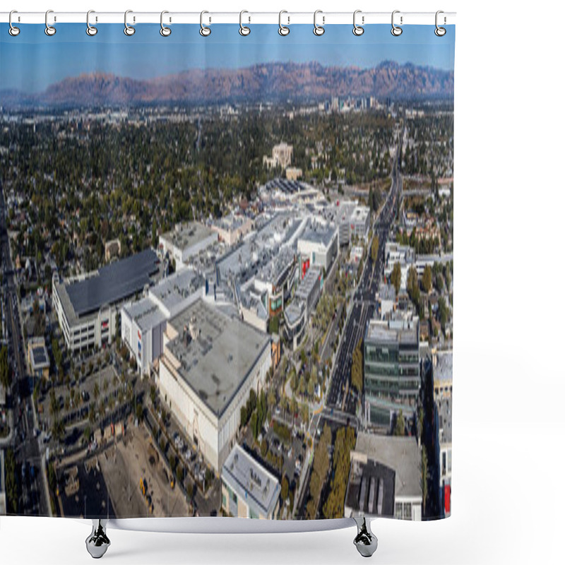 Personality  Aerial Panoramic View Of Westfield Valley Fair Shopping Center And Surrounding Residential Area With A Distant View Of Scenic Mountains - San Jose, California, USA - September 27, 2024 Shower Curtains