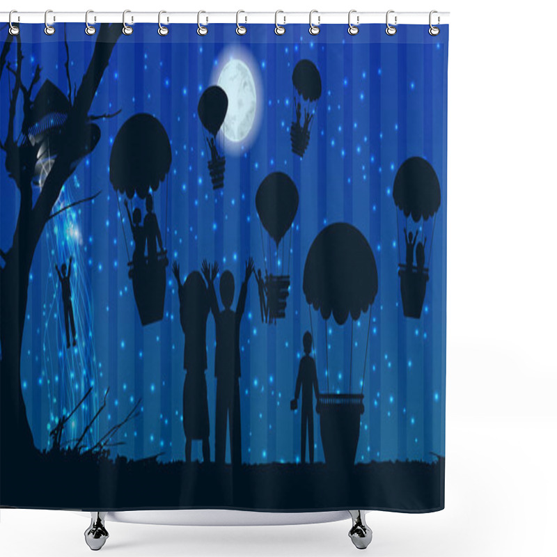 Personality  UFOs Kidnapping People Silhouette Travel Landscape Shower Curtains