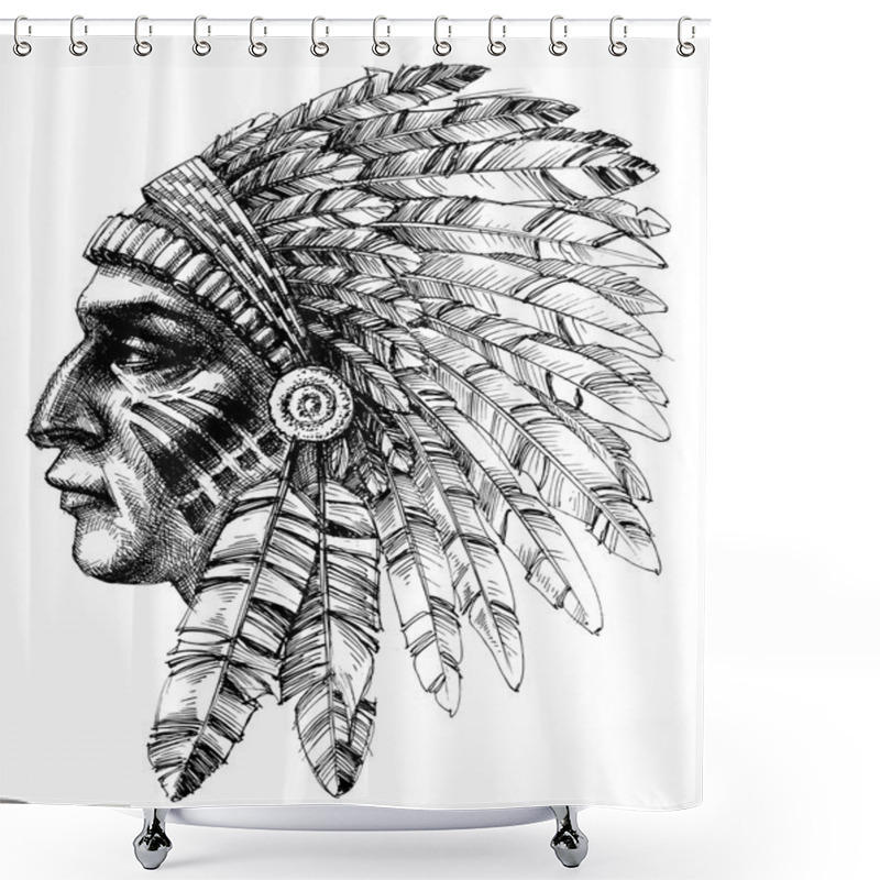 Personality  Native American Indian Warrior Profile Shower Curtains