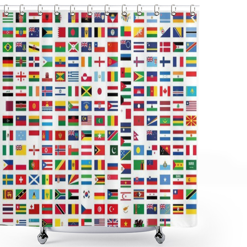 Personality  All National Flags Of The World With Names In High Quality Shower Curtains