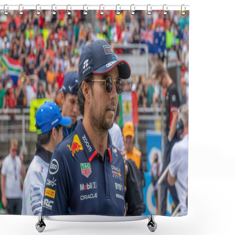 Personality  Spanish GP F1 2024 On June 19-23, 2024 At Montmel, Barcelona Spain - Sergio Perez Pilota F1 Red Bull Racing Shower Curtains