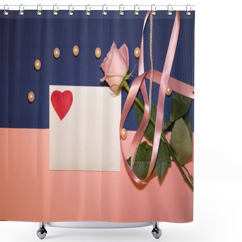 Personality  Heart  Envelope With A Rose And Pearls Shower Curtains