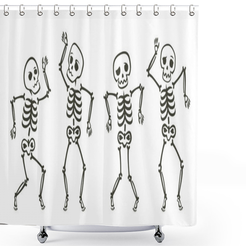 Personality  Funny Skeletons Dancing. Day Of Dead, Halloween Concept Vector Shower Curtains