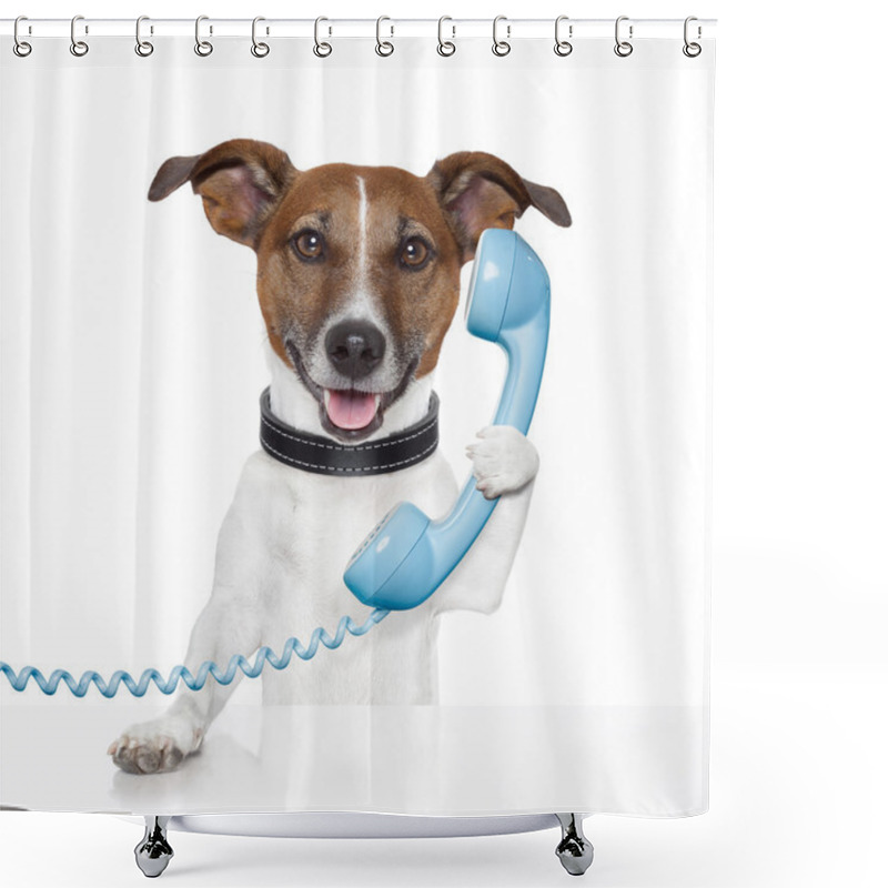 Personality  Dog On The Phone Talking Shower Curtains