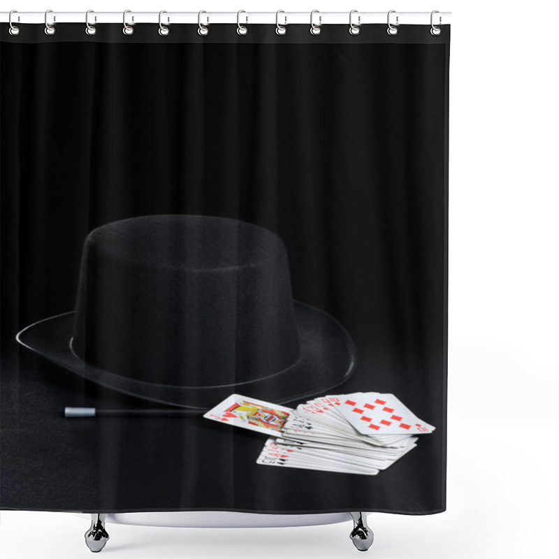 Personality  Magician Hat Wand And Cards Shower Curtains