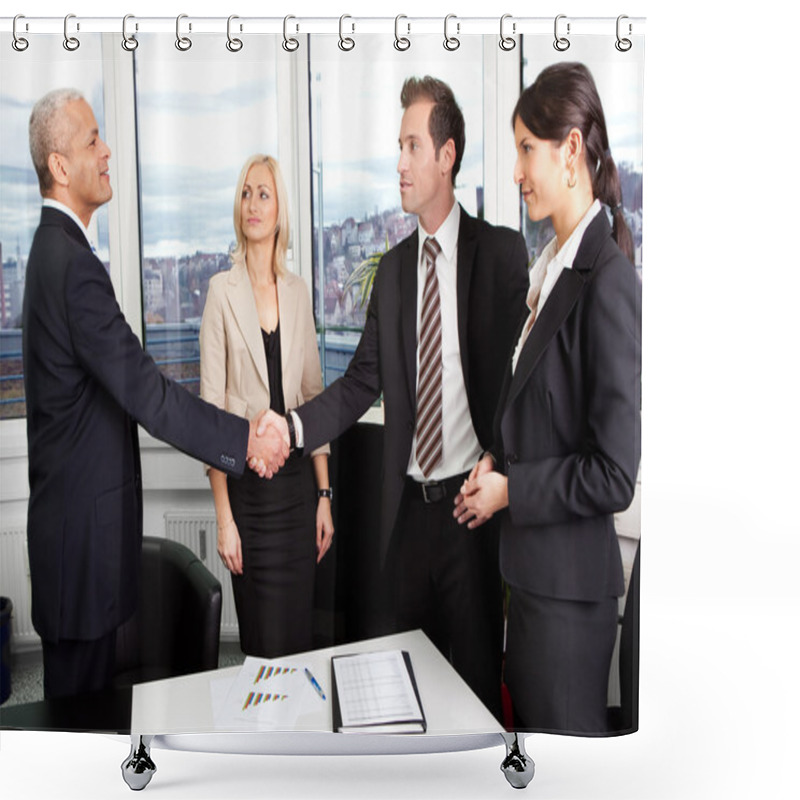 Personality  Business Handshake Over The Deal At Office Shower Curtains