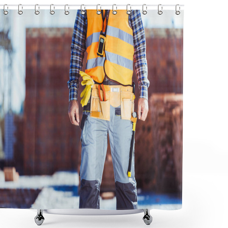 Personality  Construction Worker In Reflective Vest Shower Curtains