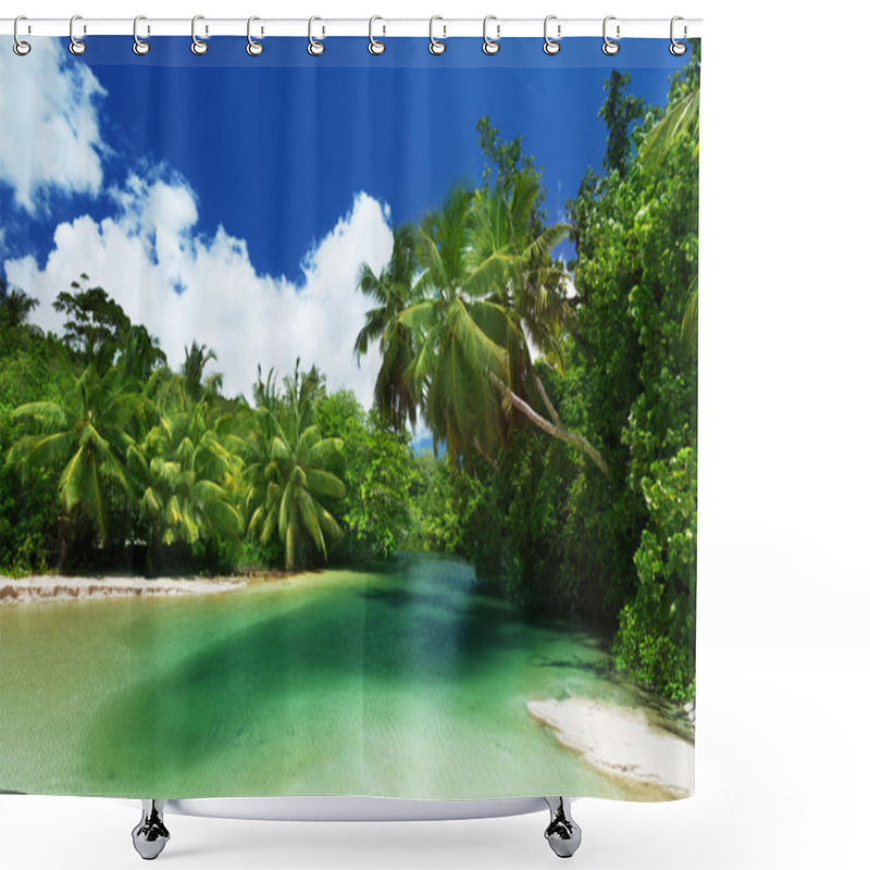 Personality  Lake And Palms, Mahe Island, Seychelles Shower Curtains