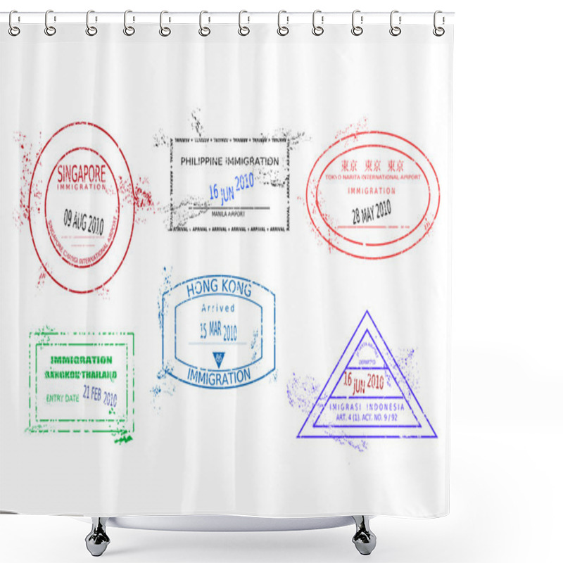 Personality  Travel Stamps Shower Curtains