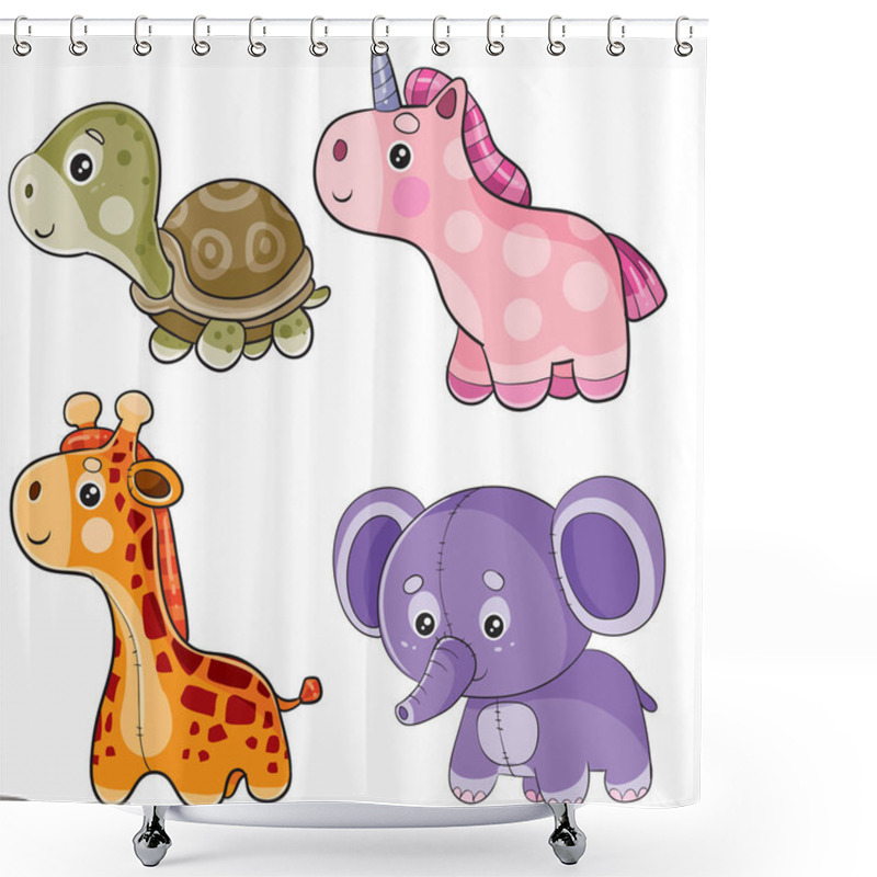 Personality  Set Of Toys For Playing In Childhood, Isolated Object On A White Background, Shower Curtains