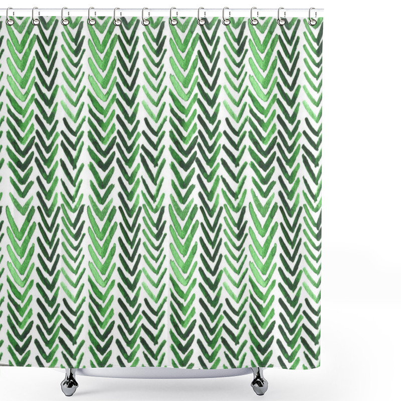 Personality  Seamless Watercolour Pattern With Green Ikat Ribs Shower Curtains